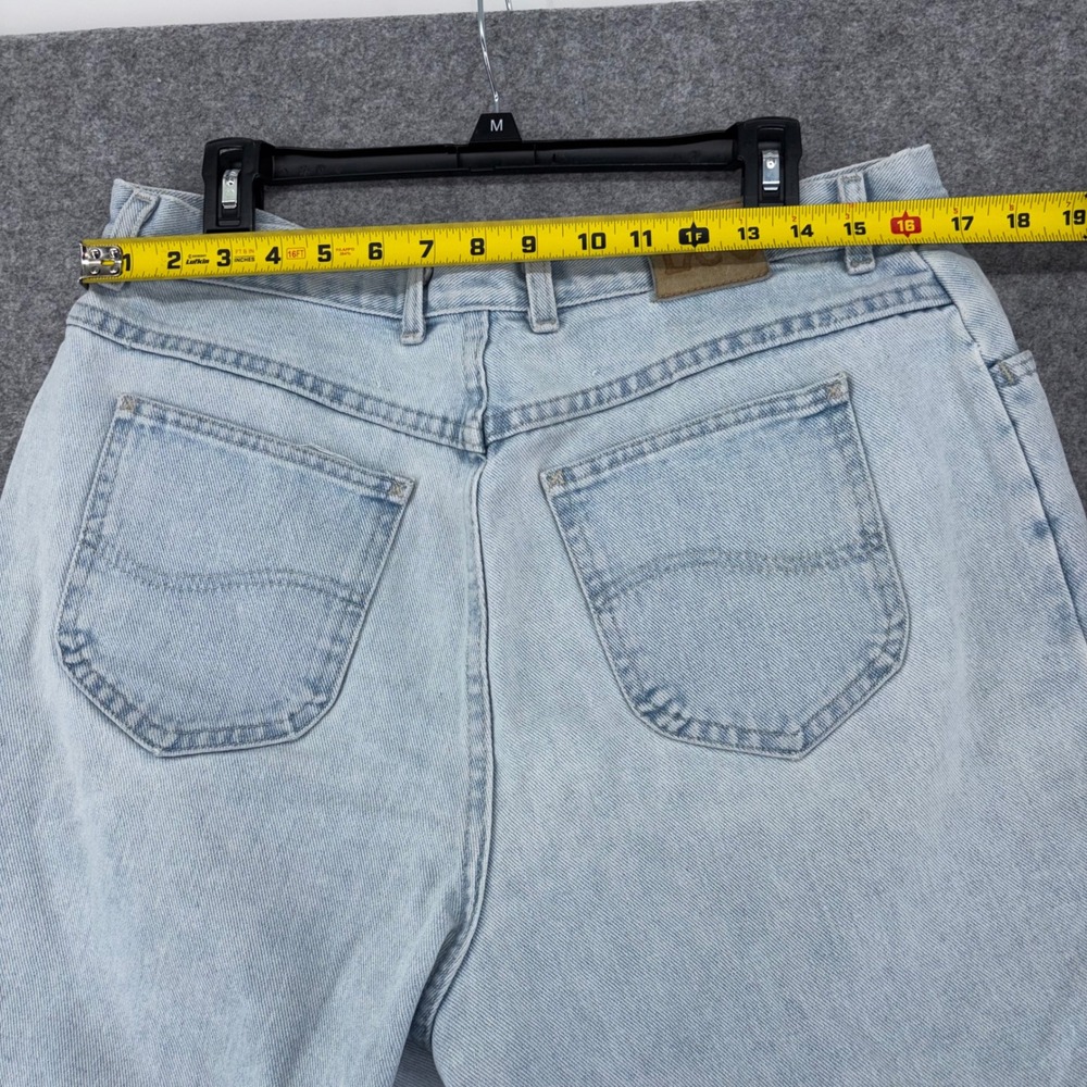 Lee Vintage 90s High Waisted Denim Mom Shorts Light Wash Blue 16W Made in USA - Picture 7 of 9